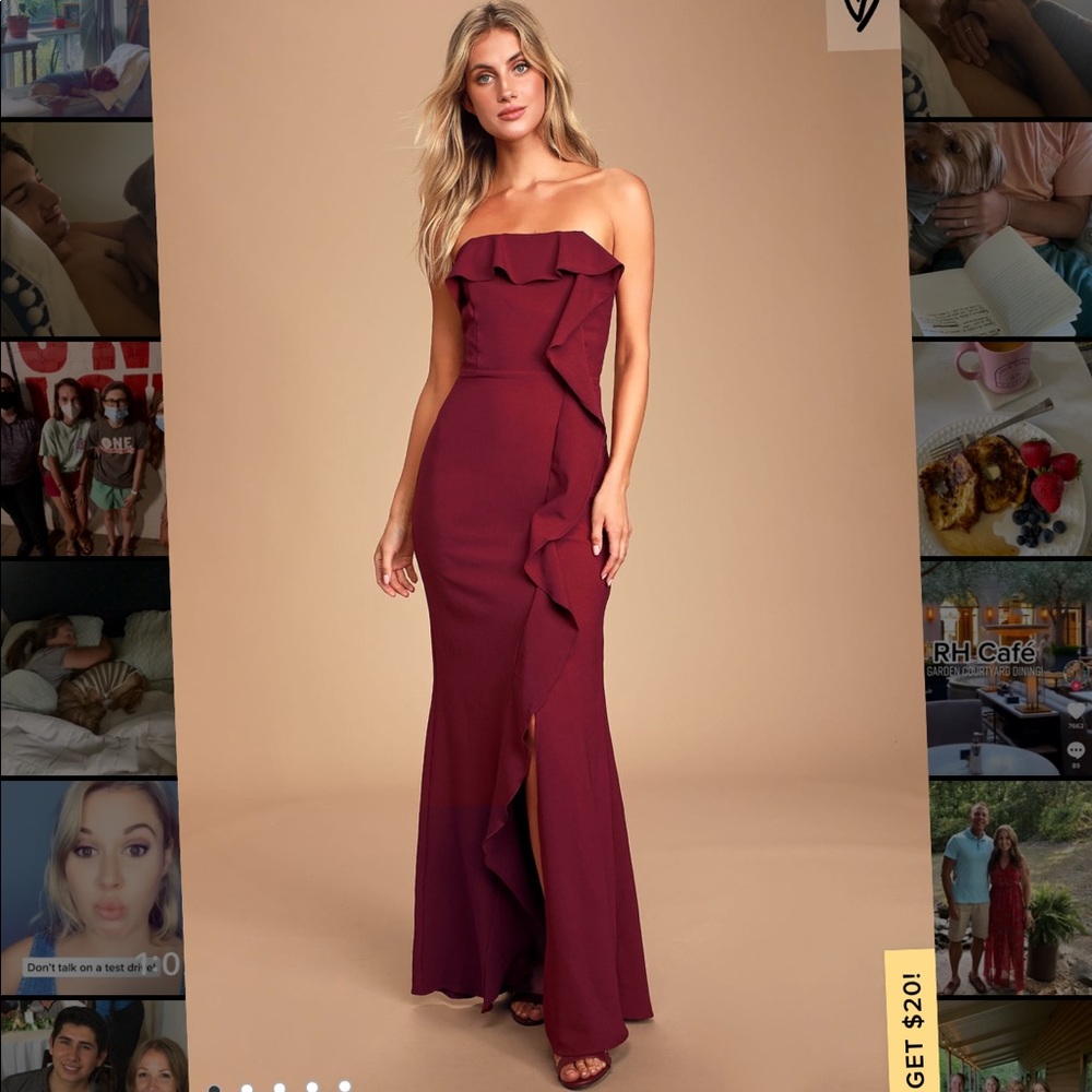 Lulu’s Valerie Ruffle Strapless Maxi